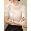 【小确幸】莱赛尔法式花边气质立领蕾丝针织上衣【81.6%莱赛尔18.4%锦纶】 H252090158 商品缩略图0