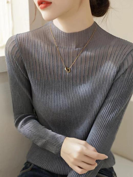 【如意衫】【卡码拍小】莱赛尔25新品半高领针织网纱上衣【81.6%莱赛尔18.4%锦纶】 H253090158 商品图2