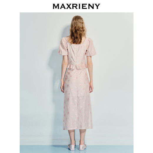 玛克门店发货：浪漫新中式上衣优雅短袖上衣提花泡泡袖甜美25夏季新款(货号:MF86TP017) 商品图3