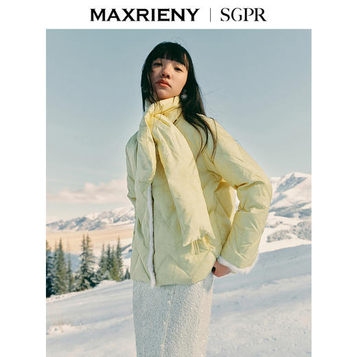 【商场同款】MAXRIENY中式贵雅羽绒服女水貂毛皮围脖设计保暖外套(货号:MS85DC504) 商品图0