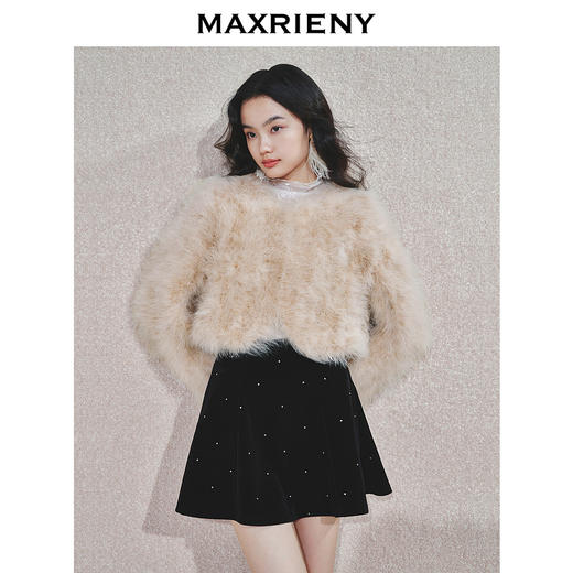 MAXRIENY 精致贵雅感保暖毛绒廓形外套女24冬新款仿皮草 商品图0