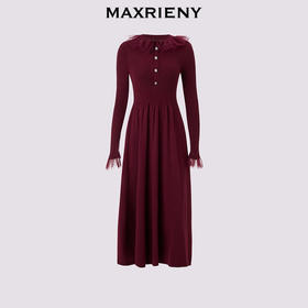 玛克门店发货：MAXRIENY优雅气质针织连衣裙长袖长款秋冬修身显瘦女装时尚(货号:MS85DR772)