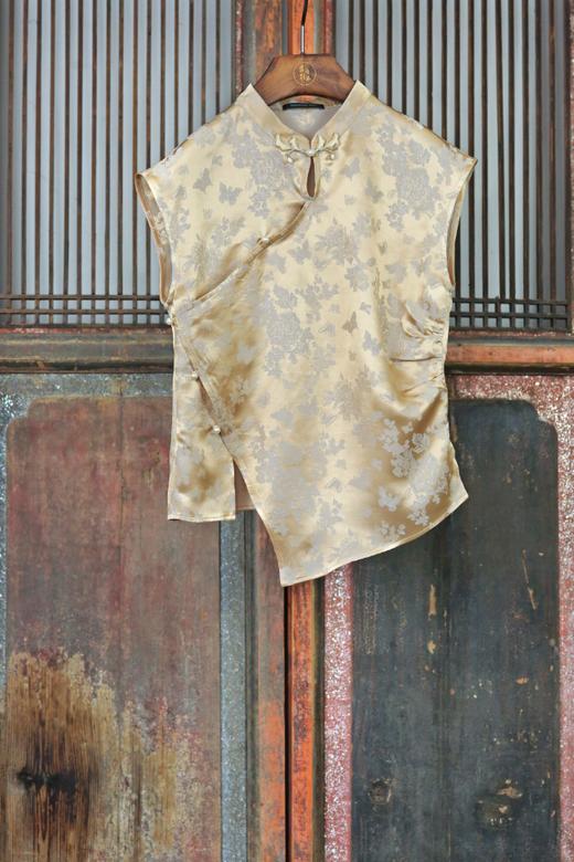 盛唐牡丹 |真丝提花斜襟花扣上衣 商品图0