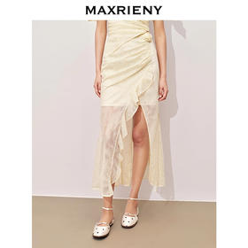 玛克门店发货：精致甜美感开叉烫钻半裙高级气质感修身显瘦(货号:MC85SK324)