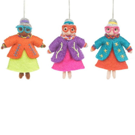 北京仓｜Felt So Good-Groovy Grannies-时髦霓虹奶奶 埃塞尔 羊毛毡 挂件［英国设计师］ 商品图4