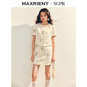 玛克门店发货【商场同款】MAXRIENY精致日常刺绣外套25夏修身外搭开衫淡人穿搭(货号:MU86JA001)