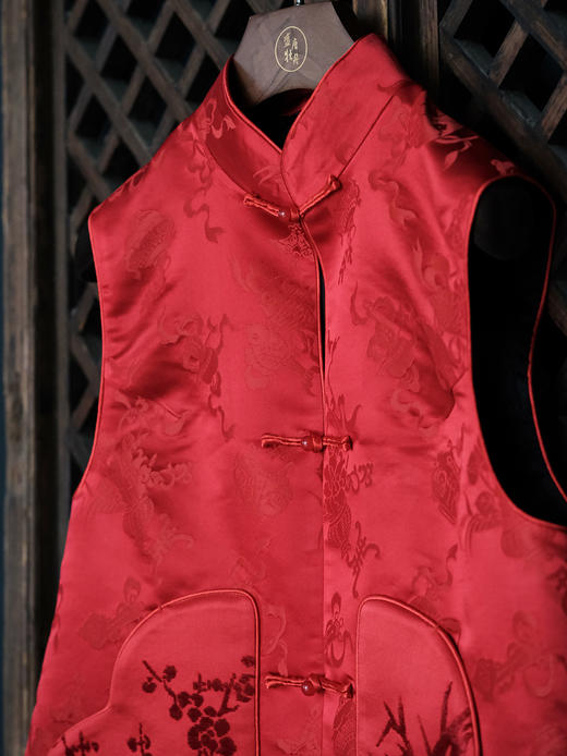 盛唐牡丹 | 吉祥八宝花蕾缎对襟马甲 商品图2