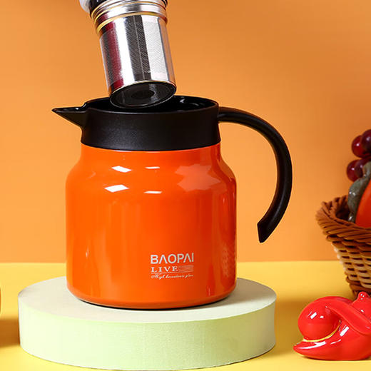 【多样屋专柜】豹牌养生焖茶壶304不锈钢保温壶橙色/黑色800ml 商品图4