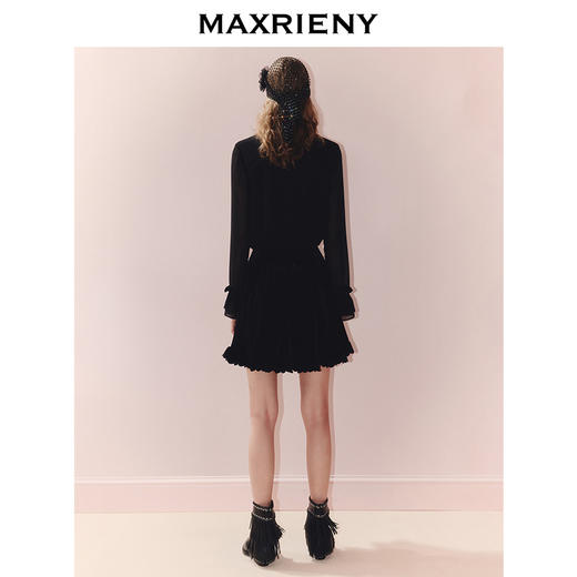 玛克门店发货：MAXRIENY法式慵懒感穿搭雪纺衬衫女25秋款H型系带蝴蝶结宽松上衣(货号:MF86TP508) 商品图3