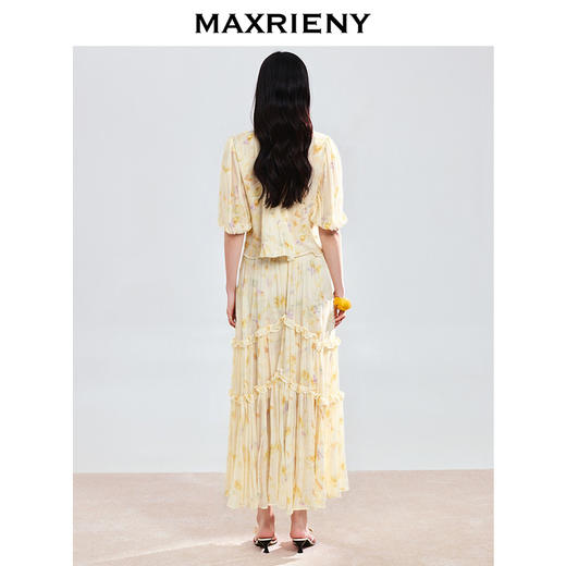 玛克门店发货：夏季新款日落繁花宫廷风灯笼袖显瘦印花甜美上衣(货号:MF86TP269) 商品图4