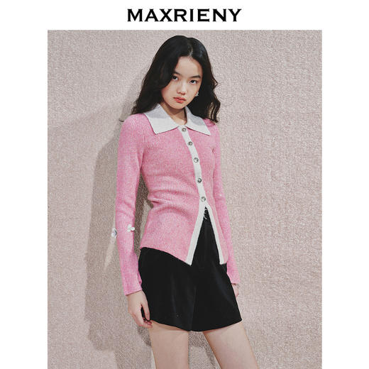 MAXRIENY优雅浪漫感翻领套头针织衫24冬收腰显瘦上衣高级气质感(货号:MS85SW756) 商品图0