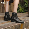 Safiya/索菲娅2025艺术家联名铆钉刺猬真皮尖头复古粗跟西部靴SFD4116358 商品缩略图1