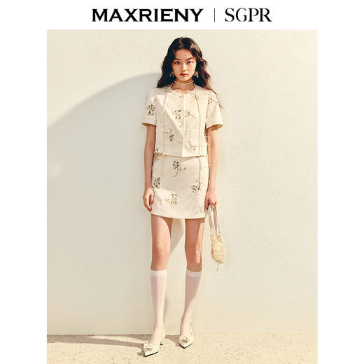 玛克门店发货：MAXRIENY【商场同款】2025夏季新款小香风刺绣显瘦高腰裙裤裤子(货号:MU86PA009) 商品图1