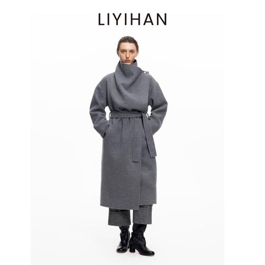 LIYIHAN局外人大衣 2025秋冬新款轻量羊毛大衣黑色长款毛呢外套女 商品图0