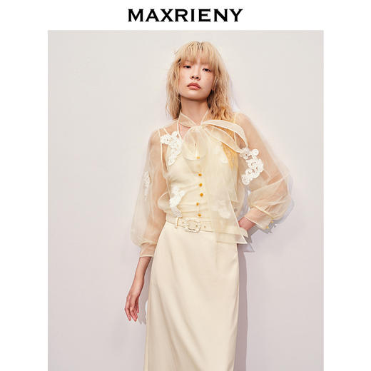 MAXRIENY【Day Dreaming-主题纪念款】MAXRIENY优雅藤蔓刺绣上衣(货号:MC85TP087) 商品图1