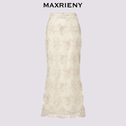 玛克门店发货MAXRIENY复古浪漫感丝绒刺绣鱼尾半裙(货号:MC85SK504) 商品图4