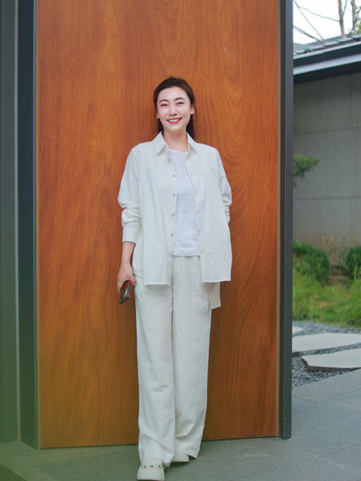 【抖音专属】新中式衬衣+阔腿裤（25810061+25709045b-芷兰） 商品图2