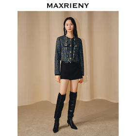 玛克门店发货：MAXRIENY轻奢气质高级感钻扣外套文艺复古感上衣女(货号:MC88JA818)