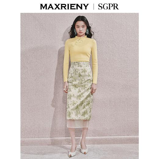 MAXRIENY贵雅新中式套头针织衫秋国风盘扣立领上衣(货号:MS85SW759) 商品图1
