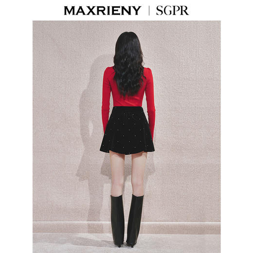 MAXRIENY2025秋冬新年红系列国风套头针织衫新中式显瘦修身上衣(货号:MS85SW521) 商品图3