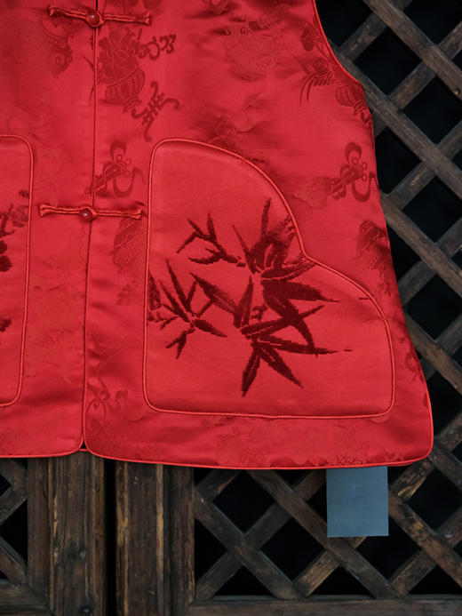 盛唐牡丹 | 吉祥八宝花蕾缎对襟马甲 商品图4