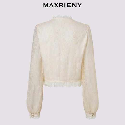 玛克门店发货：MAXRIENY宫廷复古风穿搭蕾丝雪纺衫25秋款华丽轻奢灯笼袖上衣女(货号:MF86TP504) 商品图4