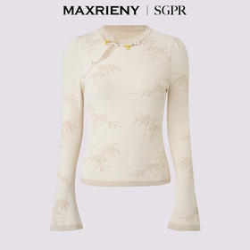 玛克门店发货：MAXRIENY雪竹衫贵雅新中式套头针织衫(货号:MS85SW515)