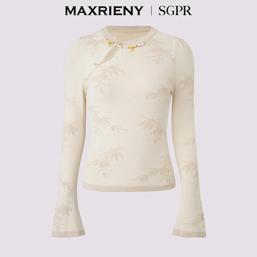 玛克门店发货：MAXRIENY雪竹衫贵雅新中式套头针织衫(货号:MS85SW515) 商品图0