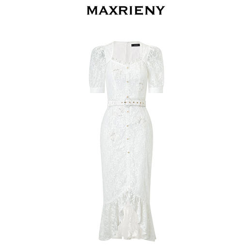 MAXRIENY【东方玉兰-商场同款新品】优雅复古玉兰鱼尾连衣裙蕾丝裙(货号:MC85DR066) 商品图4