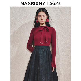 【商场同款】MAXRIENY蝴蝶结套头针织毛衫25秋修身显瘦上衣女(货号:MS85SW770)