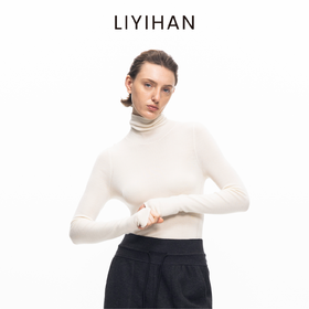 LIYIHAN 2025秋冬季新款圆领黄金羊毛针织衫棕色女高领打底衫毛衣