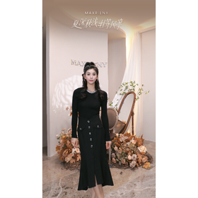 玛克门店发货：MAXRIENY时尚长袖系带微弹修身女装(货号:MC85SW552A90)