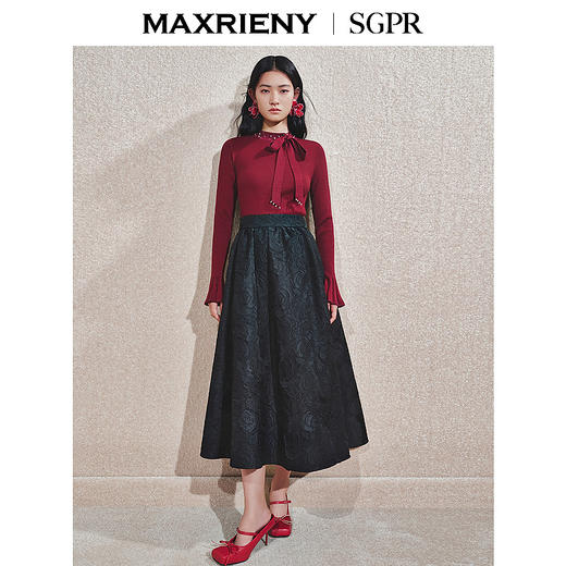 【商场同款】MAXRIENY蝴蝶结套头针织毛衫25秋修身显瘦上衣女(货号:MS85SW770) 商品图2