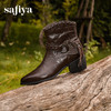 Safiya/索菲娅2025艺术家联名铆钉刺猬真皮尖头复古粗跟西部靴SFD4116358 商品缩略图3