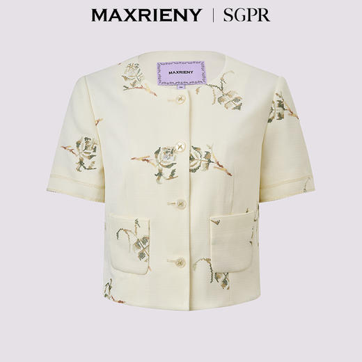玛克门店发货【商场同款】MAXRIENY精致日常刺绣外套25夏修身外搭开衫淡人穿搭(货号:MU86JA001) 商品图4
