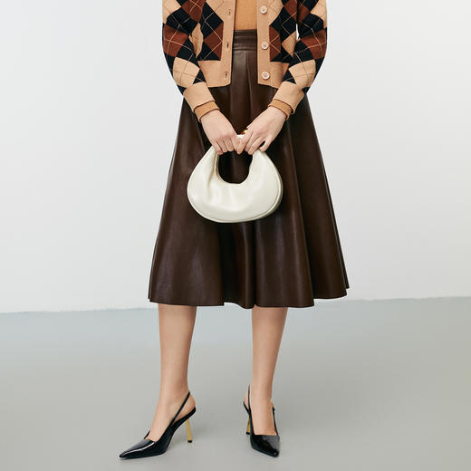 EITIE爱特爱秋季新款简约复古高腰a字通勤皮裙半身裙7906617 商品图2