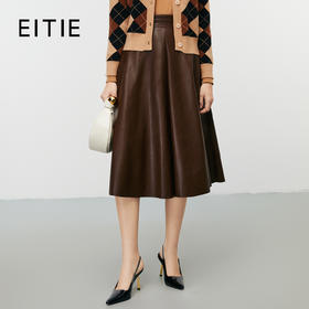 EITIE爱特爱秋季新款简约复古高腰a字通勤皮裙半身裙7906617
