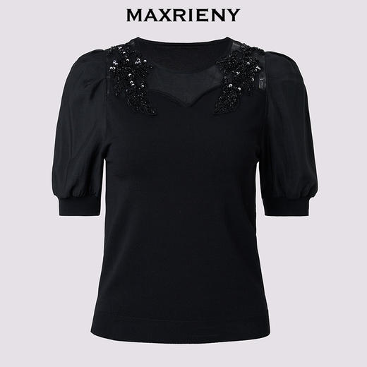 玛克门店发货：合领口钉珠装饰毛衫(货号:MF86SW260) 商品图4