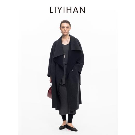 LIYIHAN局外人大衣 2025秋冬新款轻量羊毛大衣黑色长款毛呢外套女 商品图3