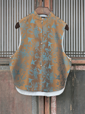 盛唐牡丹 | 喜鹊纹真丝花蕾缎马甲