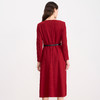 EITIE爱特爱气质圆领通勤不对称优雅红色呢子连衣裙秋冬新款D2507911 商品缩略图4