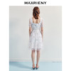 玛克门店发货：新款宫廷风蕾丝网纱复古刺绣连衣裙25年夏季高腰显瘦裙子(货号:MF86DR017) 商品缩略图3