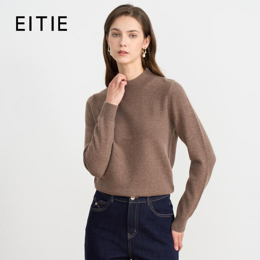 纬漫纪同款不上架-【10.1%山羊绒】EITIE爱特爱保暖半高领直筒羊毛针织衫冬新款D2501921 商品图3