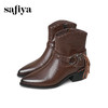 Safiya/索菲娅2025艺术家联名铆钉刺猬真皮尖头复古粗跟西部靴SFD4116358 商品缩略图13