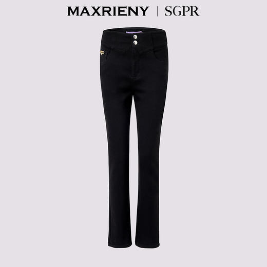 玛克门店发货：MAXRIENY时尚黑色高腰修长显瘦牛仔裤(货号:MS85PA524) 商品图4