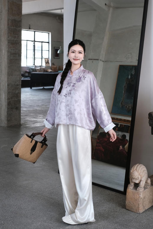 盛唐牡丹 |真丝紫蝶串珠双面穿外套 商品图2