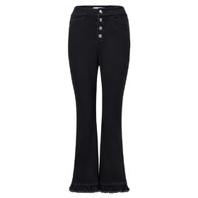 MAXRIENY精致日常风微喇叭秋冬浪漫荷叶裤脚休闲长裤