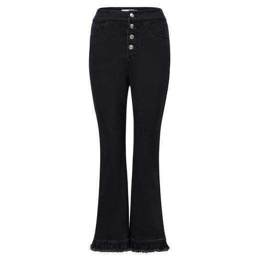 MAXRIENY精致日常风微喇叭秋冬浪漫荷叶裤脚休闲长裤 商品图0