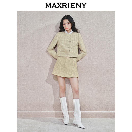 MAXRIENY【商场同款】千金小香风外套女不对称门襟高级气质设计感(货号:MS85JA751) 商品图1