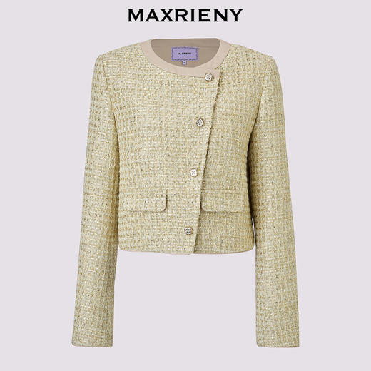 MAXRIENY【商场同款】千金小香风外套女不对称门襟高级气质设计感(货号:MS85JA751) 商品图4